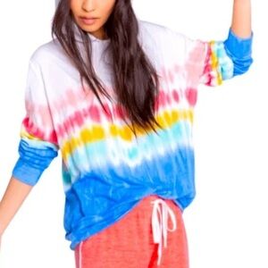 PJ Salvage Rainbow Sunsets Tie-Dye Hoodie Size Large